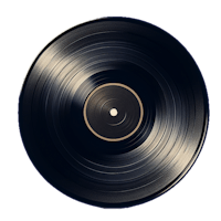 a black vinyl record on a black background